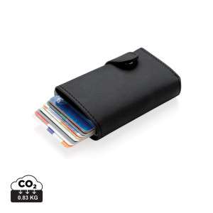 Porte-cartes anti RFID en aluminium et PU Couleur:Noir