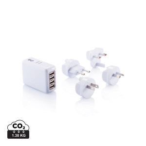 Adaptateur de voyage avec 4 ports USB Couleur:Blanc