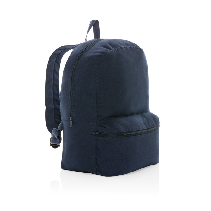 Sac à dos en toile recyclée 285g/m² non teintée Aware™ Couleur:Bleu marine