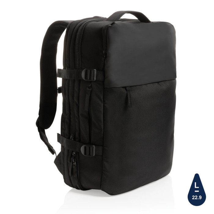 Sac à dos weekend extensible Swiss Peak en rPET AWARE™ Couleur:Noir