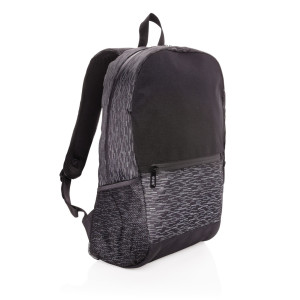 Sac à dos réfléchissant pour ordinateur portable en RPET Couleur:Noir