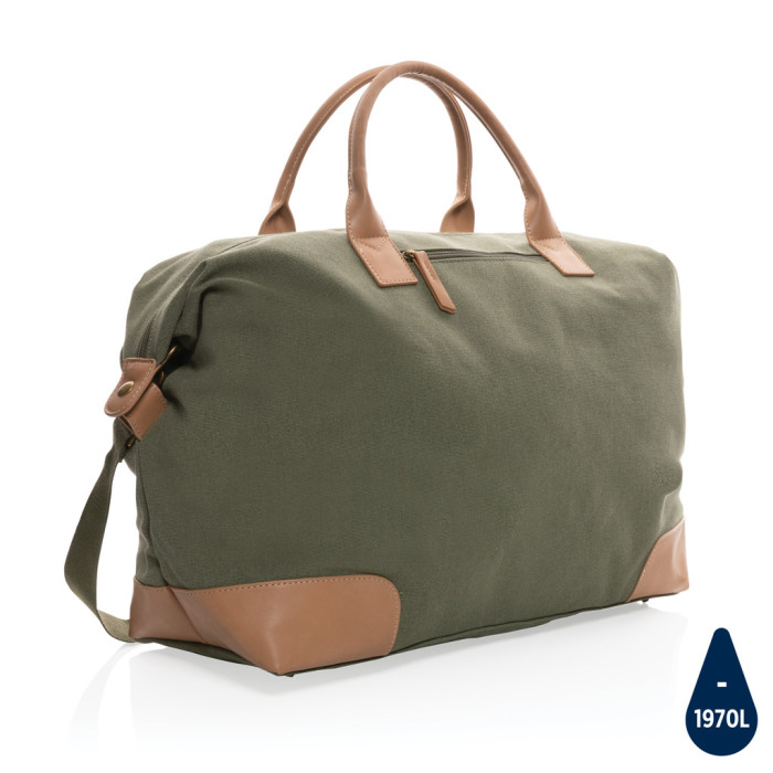 Sac weekend Impact AWARE™ en toile 16oz recyclé Couleur:Vert