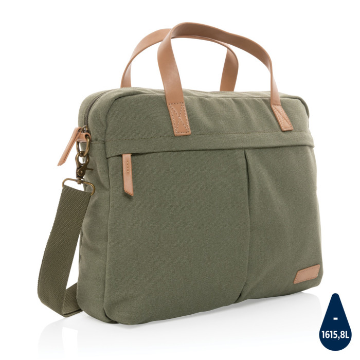 Sac ordinateur Impact AWARE™ en toile 16oz recyclé Couleur:Vert