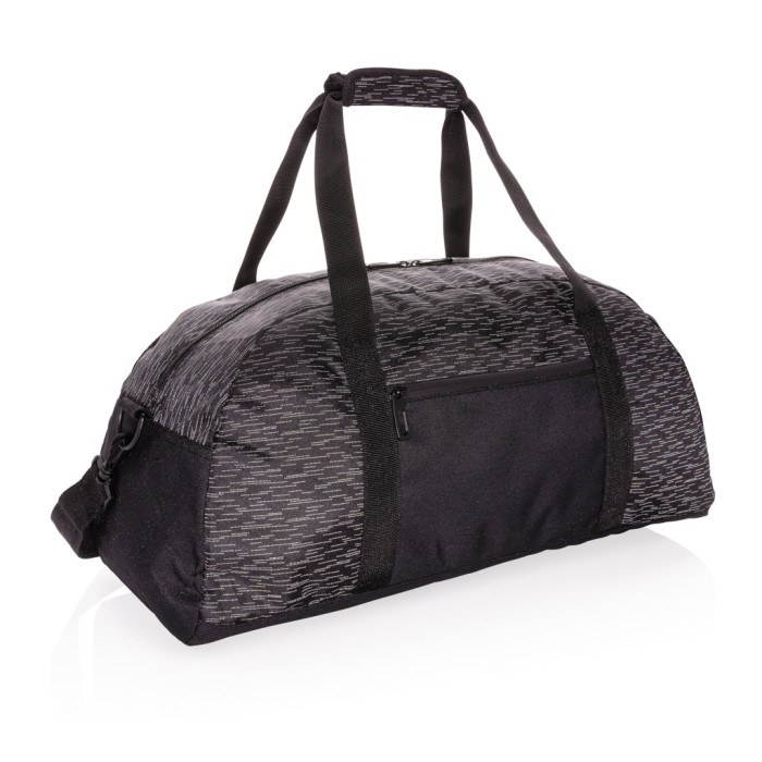 Sac week-end en RPET réfléchissant avec traceur AWARE™ Couleur:Noir