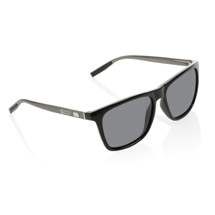 Lunettes de soleil polarisées Swiss Peak en plastique RCS Couleur:Noir