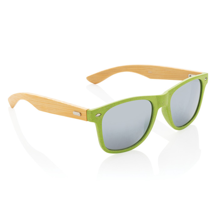 Lunettes de soleil en fibre de paille et bambou Couleur:Vert