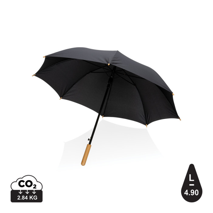 Parapluie 23" en rPET et bambou ouverture auto Impact AWARE™ Couleur:Noir