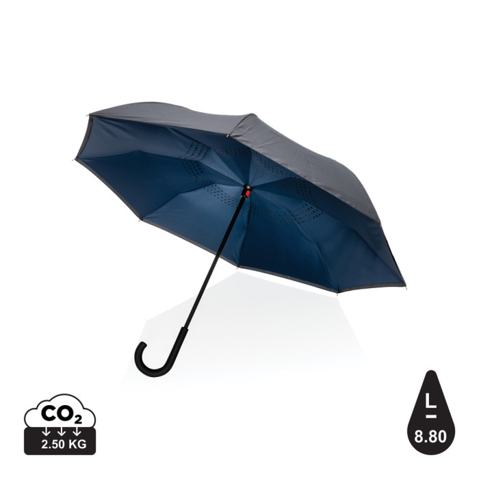 Parapluie réversible 23" en rPET 190T Impact AWARE™ Couleur:Bleu marine