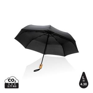 Parapluie 21" automatique rPET 190T et bambou Impact AWARE™ Couleur:Noir