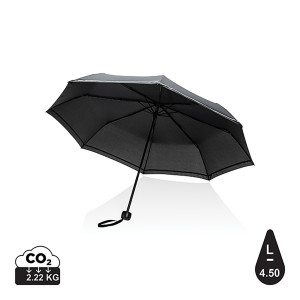 Mini parapluie 20.5" rPET 190T réfléchissant Impact AWARE™ Couleur:Noir