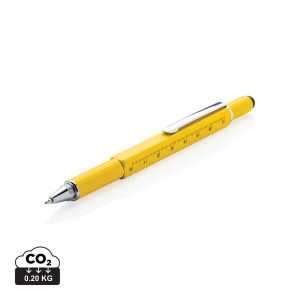 Stylo outil 5 en 1 en aluminium Couleur:Jaune