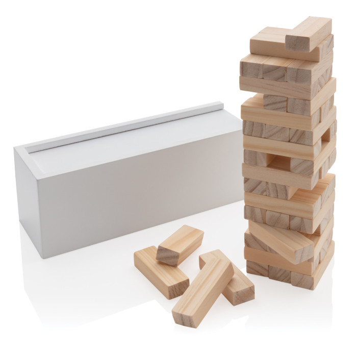 Jeu d’empilage de blocs de bois FSC® Couleur:Blanc