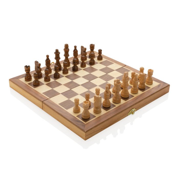 Jeu d'échecs pliable en bois FSC® Couleur:Marron