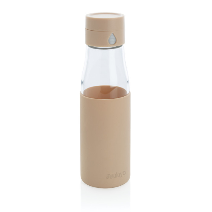 Bouteille en verre 600ml avec compteur d'hydradation Ukiyo Couleur:Marron