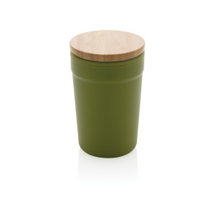 Mug 300ml en PP recyclé GRS avec couvercle en bambou FSC® Couleur:Vert