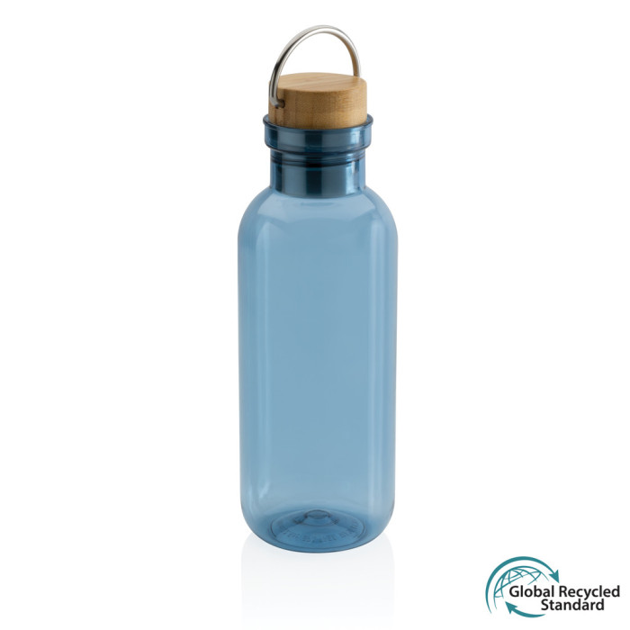 Bouteille 680ml en rPET GRS, couvercle en bambou FSC® Couleur:Bleu