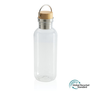 Bouteille 680ml en rPET GRS, couvercle en bambou FSC® Couleur:Transparent