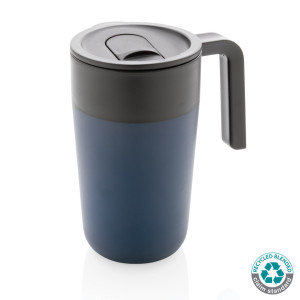 Tasse en acier inoxydable et PP recyclé GRS avec poignée Couleur:Bleu marine