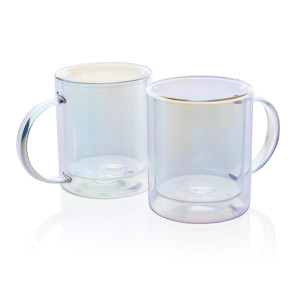 Mug double paroi en verre électroplaqué Couleur:Transparent