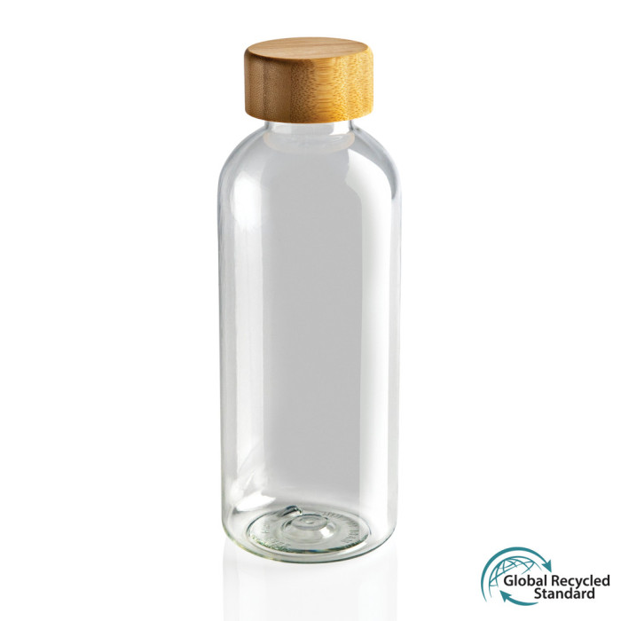 Bouteille 600ml en rPET GRS avec couvercle en bambou FSC® Couleur:Transparent