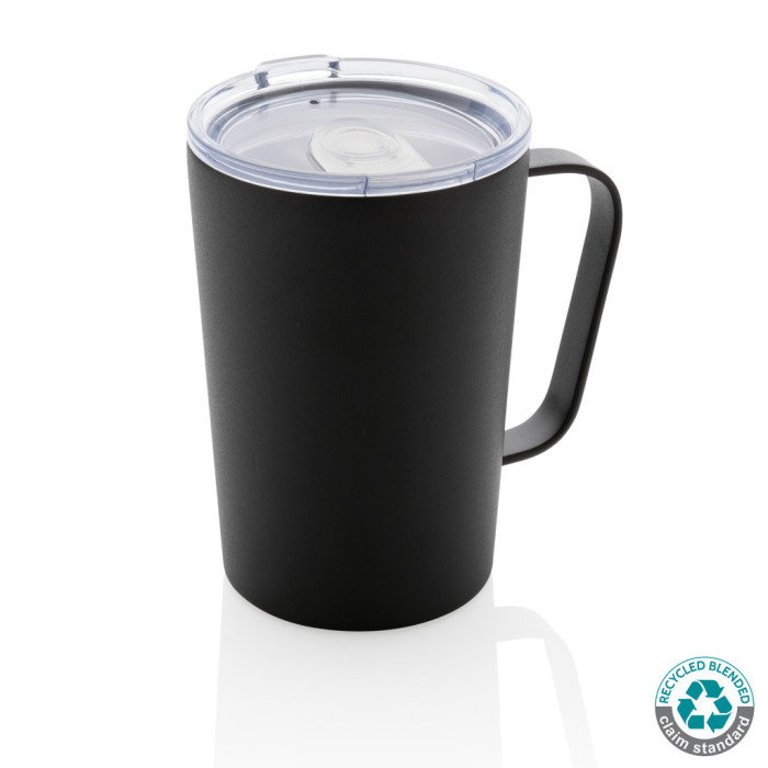 Tasse moderne en acier inoxydable recyclé RCS avec couvercle Couleur:Noir