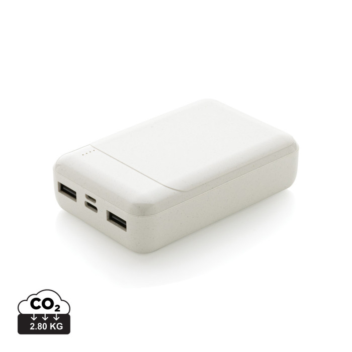 Batterie de secours 10.000 mAh en plastique recyclé RCS Couleur:Blanc