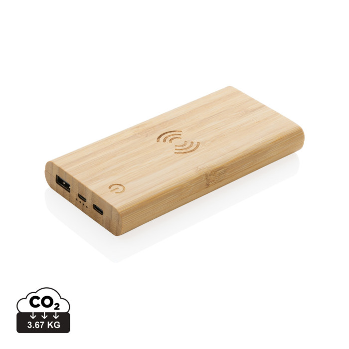 Powerbank 8000 mAh avec induction 5W en bambou certifié FSC® Couleur:Marron