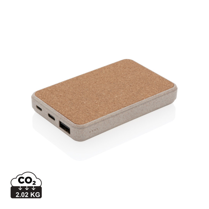 Powerbank 5000 mAh en fibre de paille de blé et liège Couleur:Marron