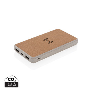 Powerbank 8000 mAh 5W en fibre de paille et liège Couleur:Marron