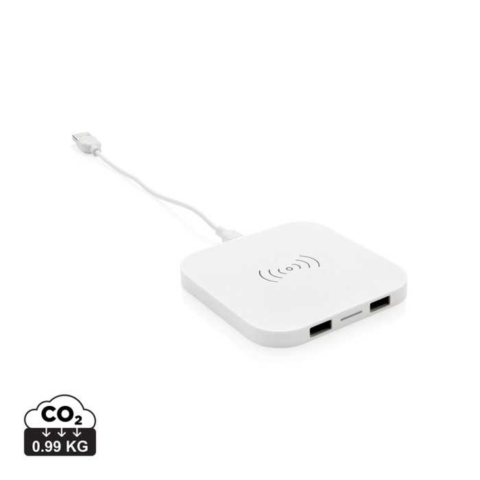 Station de chargement à induction 5W avec 2 ports USB Couleur:Blanc