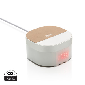 Chargeur à induction 5W avec horloge numérique Aria Couleur:Blanc