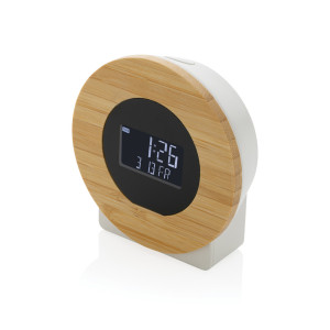 Horloge bureau en bambou FSC® et plastique recyclé RCS Utah Couleur:Marron