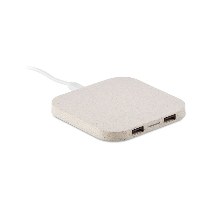 Chargeur/hub paille de blé/ ABS Couleur:Beige