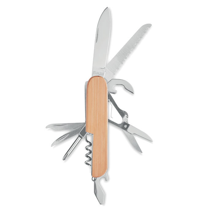 Couteau multi outils en bambou  Couleur:Bois