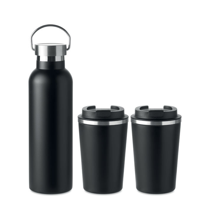 Set double paroi en acier inox  Couleur:Noir