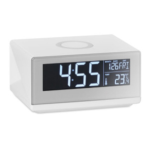 Horloge LED et chargeur sans fi Couleur:Blanc