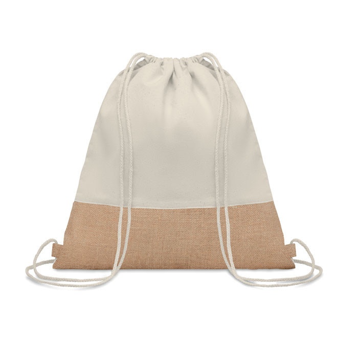 Sac à cordon avec détails jute  Couleur:Beige