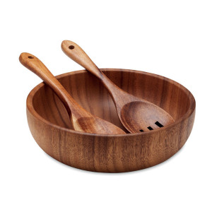 Salad bowl set with utensils    Couleur:Bois