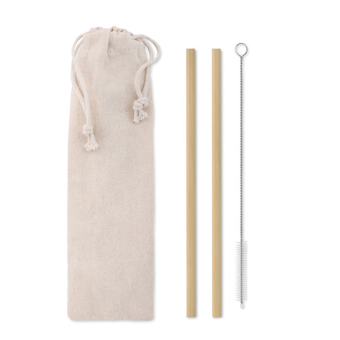 Paille bambou avec brosse.      Couleur:Beige