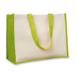 Sac de courses en toile de jute Couleur:Vert citron