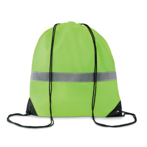 Sac à cordons avec bandes réfl  Couleur:Vert fluo