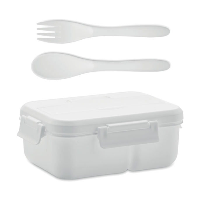 Lunch box et couverts en PP     Couleur:Blanc