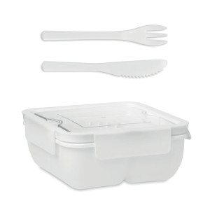 Lunch box avec couverts 600ml   Couleur:Blanc