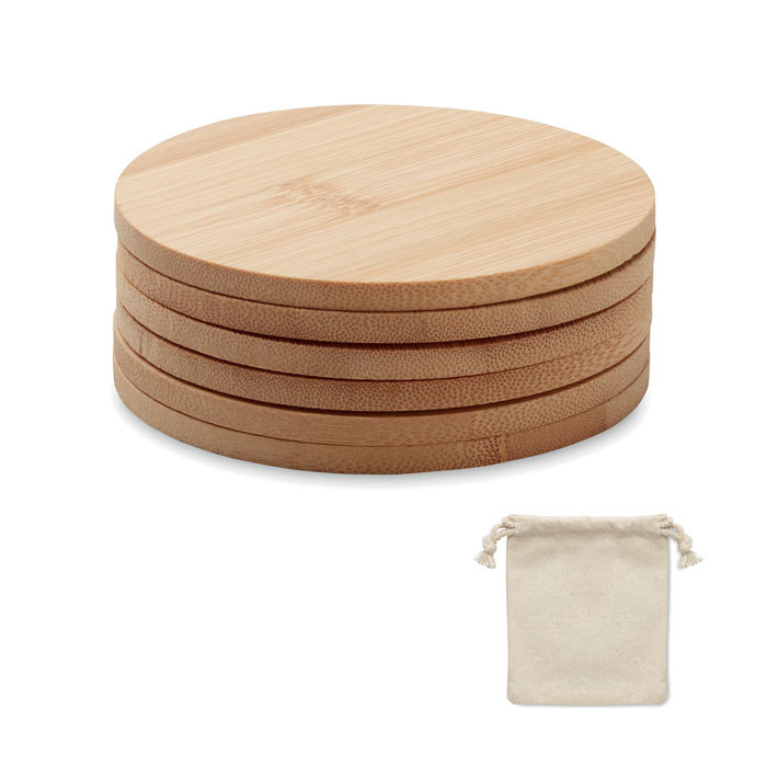 Lot de 6 sous-verres en bambou  Couleur:Bois