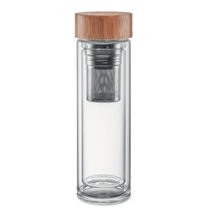 Gourde double paroi verre 400ml Couleur:Transparent