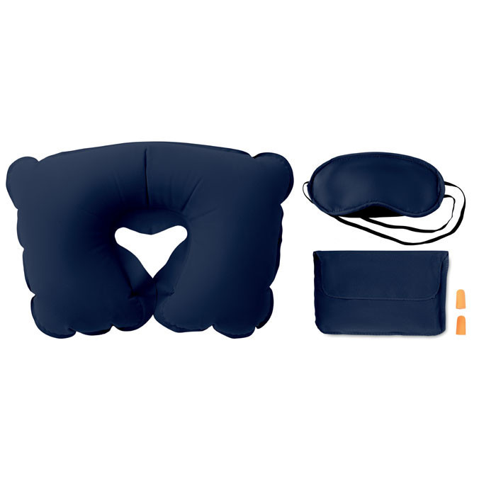 Set oreiller, masque, bouchons  Couleur:Bleu