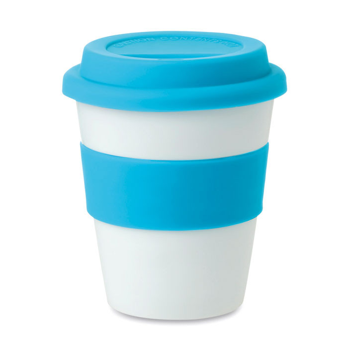 Gobelet PP, couvercle silicone  Couleur:Turquoise