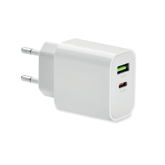 18W 2 port USB charger EU plug  Couleur:Blanc