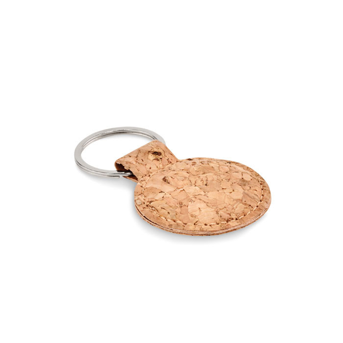 Round cork key ring             Couleur:Beige