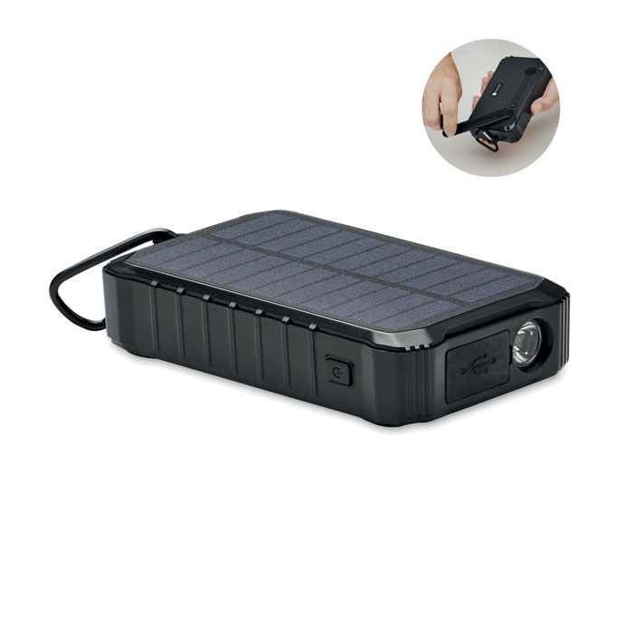 8000 mAh solar dynamo charger   Couleur:Noir